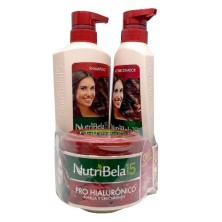 Nutribela 15 Oferta Shampoo + Acondicionador + Tratamiento  Pro Hialurónico X 400 + 370 + 300 Ml 