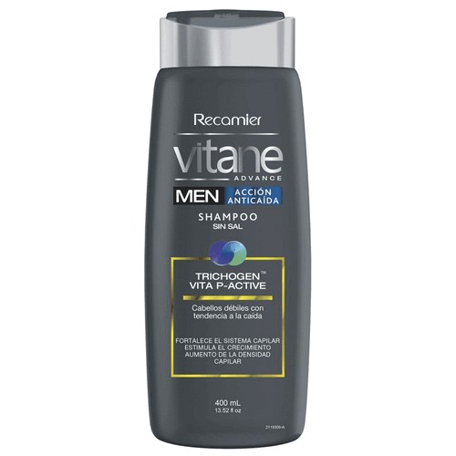 Vitane Advance Men acción anticaída Shampoo sin sal Frasco X 400 Ml 