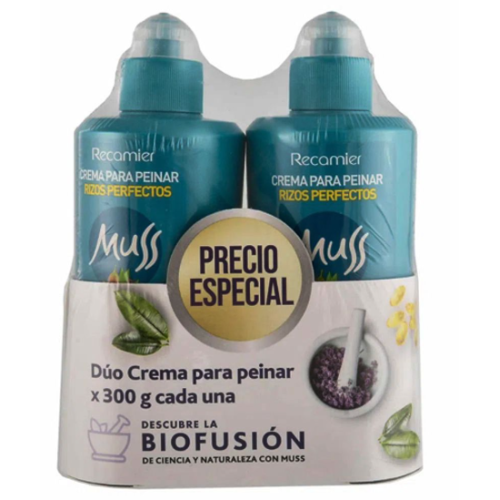 Muss Dúo Crema para peinar Rizos perfectos Frasco X 300 Gramos c/u