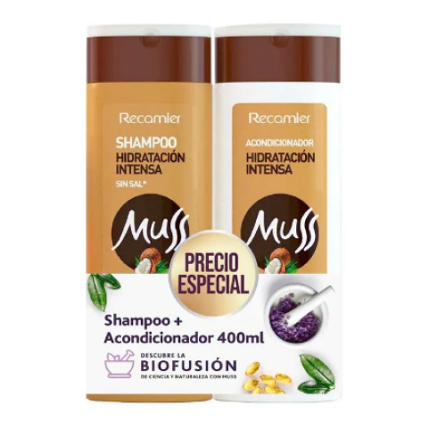 muss shampoo + acondicionador hidratación x 400 ml