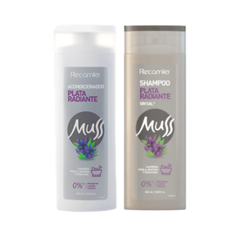 muss shampoo + acondicionador plata x 400 ml