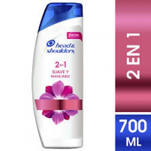Head & Shoulders Shampoo 2 en 1 suave y manejable Frasco X 700 Ml 