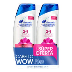 Head & Shoulders Shampoo 2 en 1 suave y manejable Oferta 2 Frascos X 375 Ml 