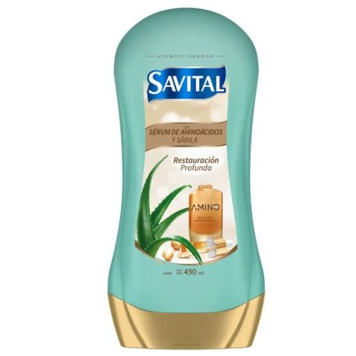 Savital con Sérum de aminoácidos y sábila Acondicionador Frasco X 490 Ml 