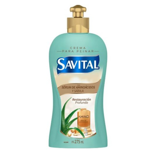 Savital con Sérum de aminoácidos y sábila Crema para peinar Frasco X 275 Ml 