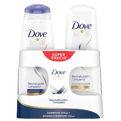 dove sh recontrucción completa oferta sh 370 ml + acondicionador x 370 ml