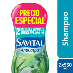 Savital Shampoo Anticaspa Oferta 2 Frascos X 550 ML c/u