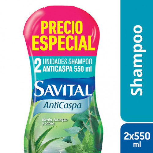 Savital Shampoo Anticaspa Oferta 2 Frascos X 550 ML c/u