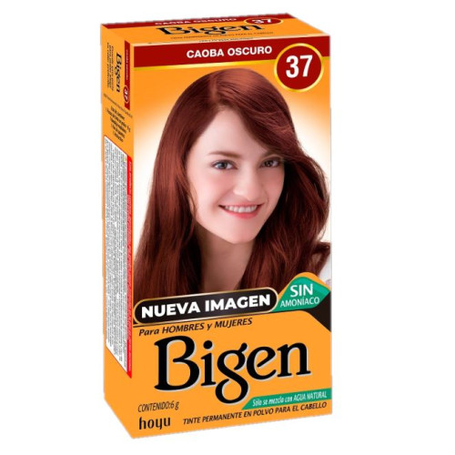 Bigen Tinte en polvo para Caoba Oscuro Dorado N.37 Caja X 6 Gramos 