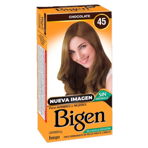 Bigen Tinte en polvo para Cabello Chocolate N.45 Caja X 6 Gramos 