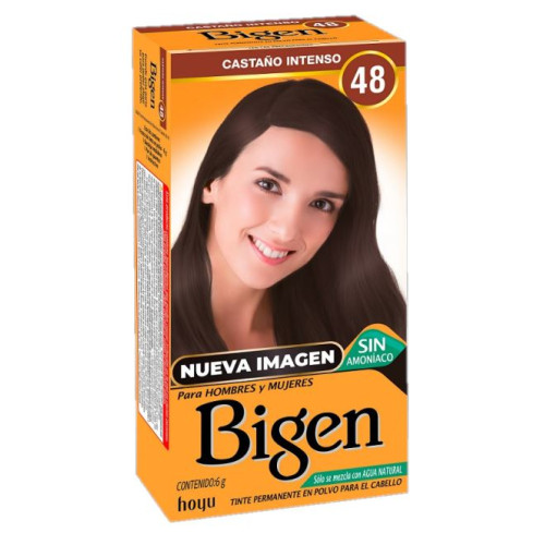 Bigen Tinte en polvo para Cabello Castaño Intenso N.48 Caja X 6 Gramos 