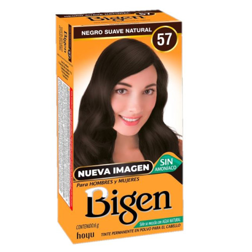 Bigen Tinte en polvo para Cabello Negro suave Natural N.57 Caja X 6 Gramos 