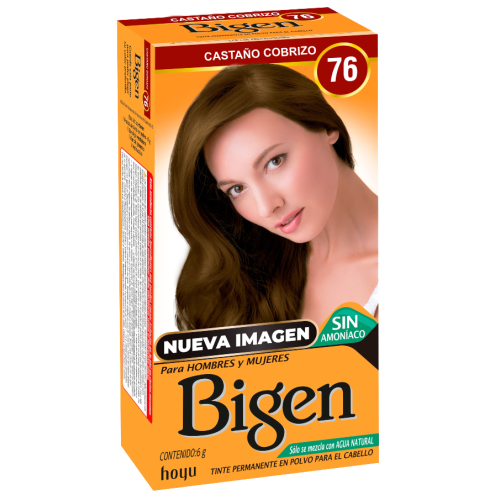Bigen Tinte en polvo para Cabello Castaño Cobrizo N.76 Caja X 6 Gramos 