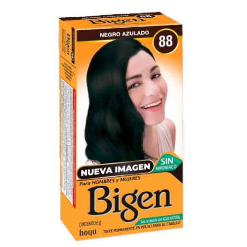 Bigen Tinte en polvo para Cabello Negro azulado N.88 Caja X 6 Gramos 