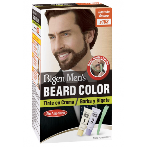 Bigen Men´s Beard Color Tinte en crema barba y bigote # 103 Castaño Oscuro Caja X 1 Unidad 