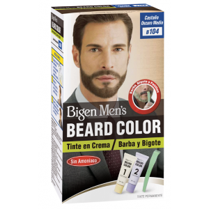 Bigen Men´s Beard Color Tinte en crema barba y bigote # 104 Castaño Oscuro Medio Caja X 1 Unidad 