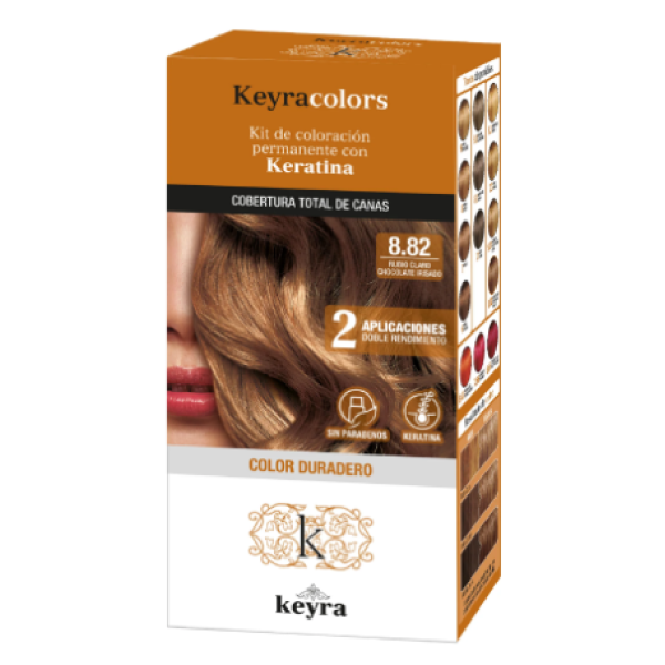 Keyra colors Kit de coloracion permanente con Keratina #8.82 Rubio ...