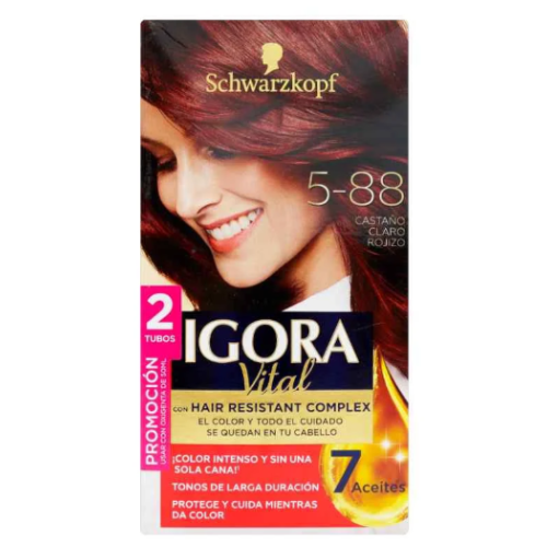 igora vital kit 5-88 castaño claro rojizo x 2 tubos