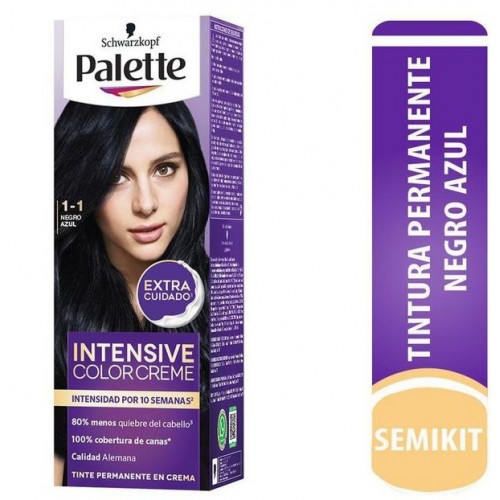 Palette Extra cuidado Tinte permanente en crema 1-1 Negro Azul Kit X 1 Unidad 
