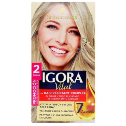 igora vital kit 9-1 rubio extra claro cenizo x 2 tubos