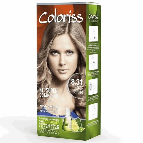 Coloriss Kit tinte en crema 8.31 Rubio Dorado cenizo Caja X 1 Unidad 