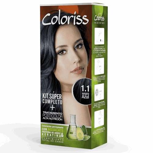Coloriss Kit tinte en crema 1.1 Negro Azul Caja X 1 Unidad 