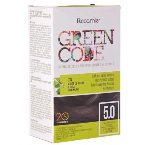 Green Code  Crema de color Kit Castaño claro natural 5.0 Caja X 50 Gramos  