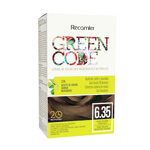 Green Code  Crema de color Kit Rubio oscuro chocolate 6.35 Caja X 50 Gramos  