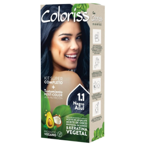 coloriss tinte kit 1.1 negro azul x 30 gr
