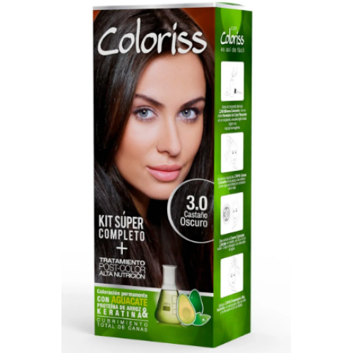 coloriss tinte kit 3.0 Castaño oscuro tubo x 30 gr