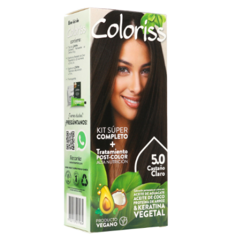 coloriss tinte kit 5.0 castaño claro x 30 gr