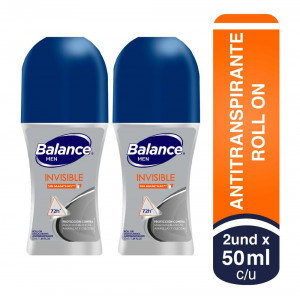 Desodorante Balance Men invisible Roll-on Oferta 2 Frascos X 50 Ml 