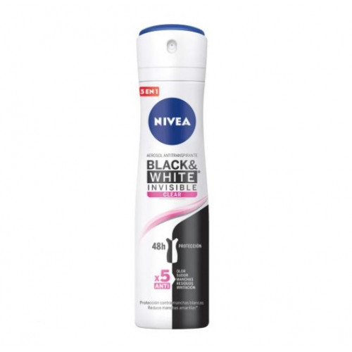 Nivea  Antitranspirante Aerosol Black & White Invisible Clear Lata X 150 ML