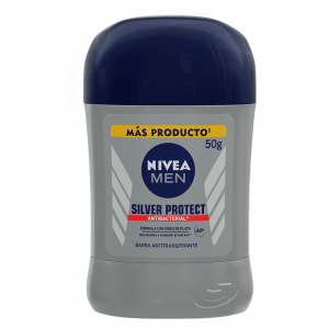 Nivea Men Desodorante Antitranspirante Silver Protect Antibacterial Barra X 50 Gramos