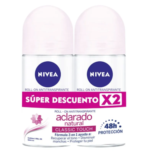 Nivea Desodorante Roll-On Aclarado Natural 2 Pack X 50 Ml