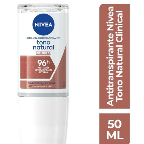 Nivea Desodorante Clinical tono natural 96H con vitamina C Roll-on Frasco X 50 Ml