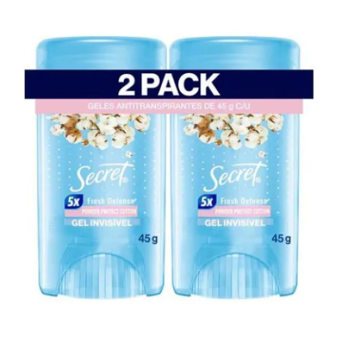 Secret fresh defense  protect cotton gel invisible antitranspirante oferta 2 x 45 gr 