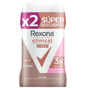 Rexona Clinical Expert Classic stick Oferta 2 Frascos X 46 gramos