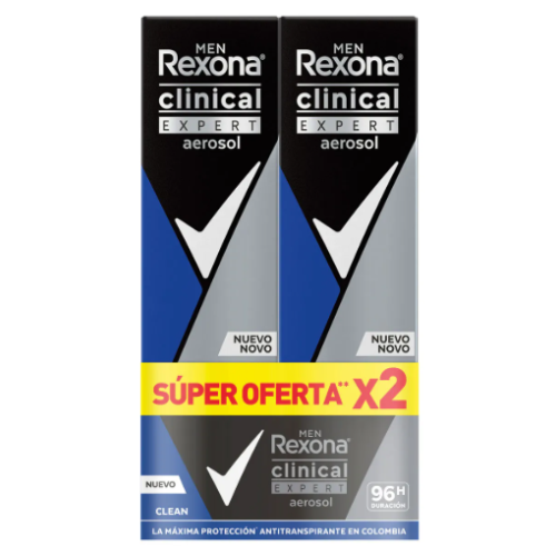 Rexona Deo Aerosol Clinical Expert Men 2 Frascos X 91 gramos