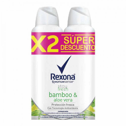 Rexona Desodorante Aerosol Bamboo & Aloe Vera Oferta 2 Latas X 90 Gramos c/u