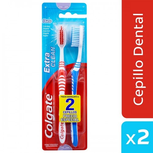 Colgate Cepillo dental Extra clean Duro Caja X 2 Unidades 