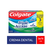 Colgate crema dental con flúor triple acción econopack X 75 Ml (3 Unidades)