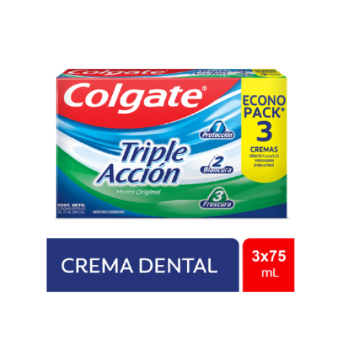 Colgate crema dental con flúor triple acción econopack X 75 Ml (3 Unidades)