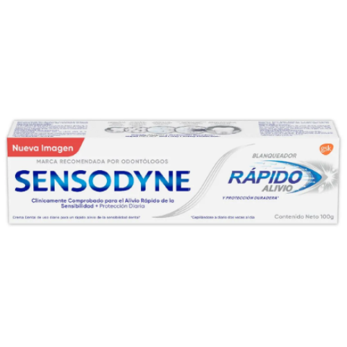 sensodyne crema dental rápido alivio blanqueadora x 100 gr
