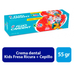 Crema dental Fluocardent Kids Fresa Tubo X 55 Gr + cepillo dental 