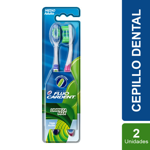 Cepillos Fluocardent Limpieza Max Medio Pack X 2 Unidades 