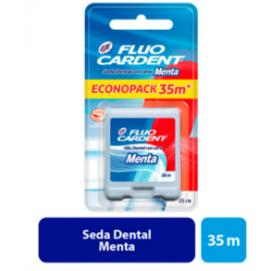 Seda dental con cera Menta Fluocardent Caja X 35 Mt