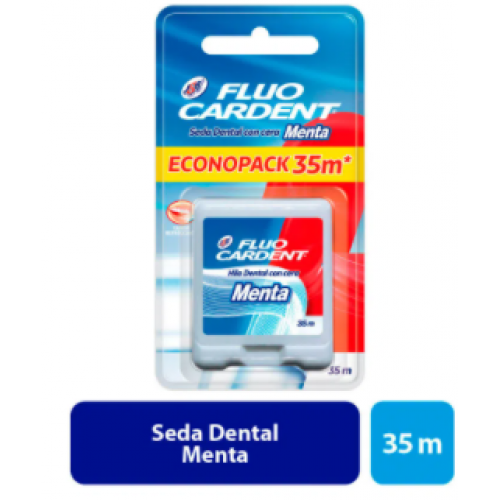 Seda dental con cera Menta Fluocardent Caja X 35 Mt