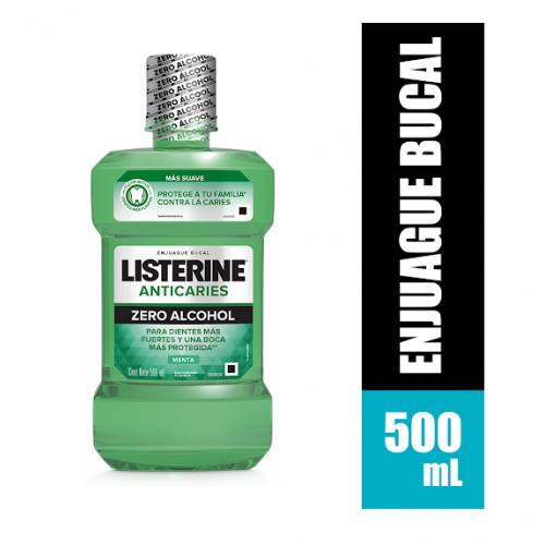 Listerine Enjuague Bucal Anticaries / Zero Alcohol Frasco X  500 ML 