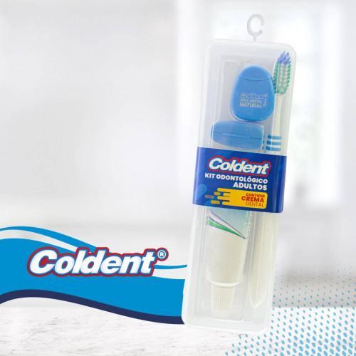 Coldent Kit Odontológico Adultos ( Cepillo dental + Crema dental + Seda dental + Protector cepillo)
